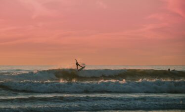 sunset surfing